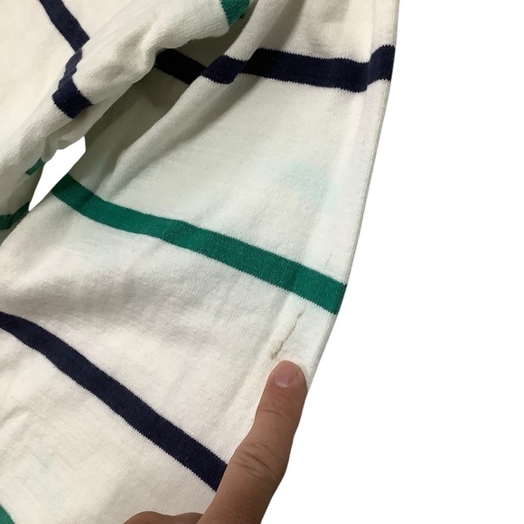 Lands’ End Men’s Authentic Rugby Shirt Striped White Polo Size Large - Picture 6 of 11